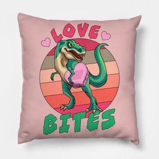 Love Bites Valentines Day Funny Kids Dinosaur Trex Lover Pillow