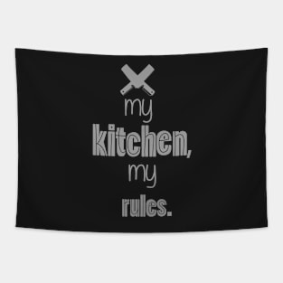 My Kitchen my Rules Text Art Tapestry