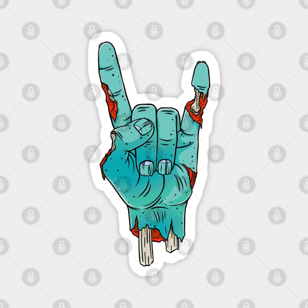 Creepy Rocker Zombie Cartoon Hand Magnet by OccultOmaStore