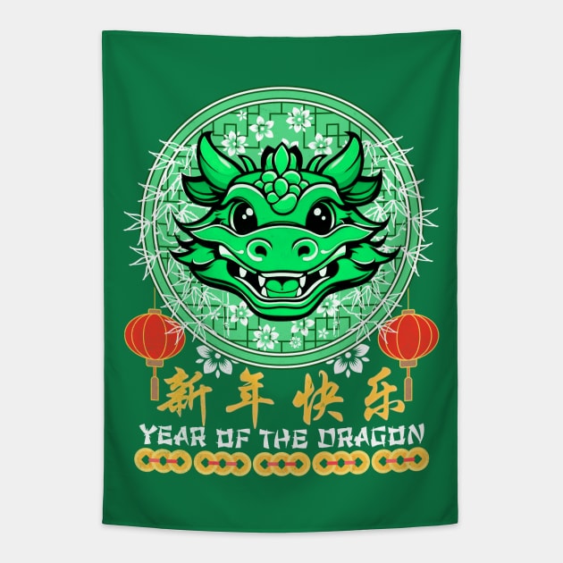 Year of the Dragon 2024 Chinese New Year Horoscope Astrology Tapestry by alcoshirts