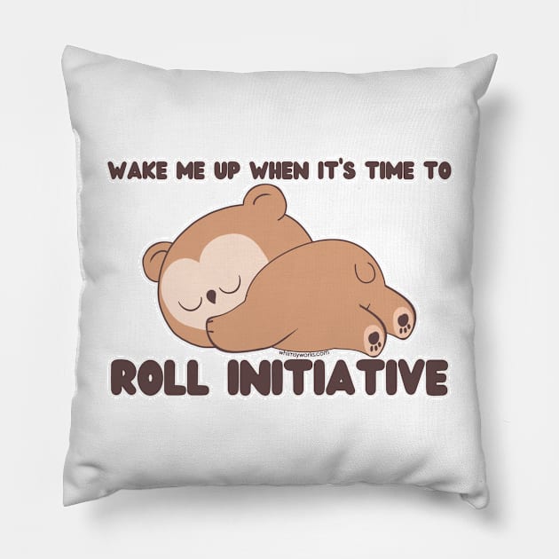 Wake Me Up When It's Time to Roll Initiative (Owlbear) Pillow by whimsyworks