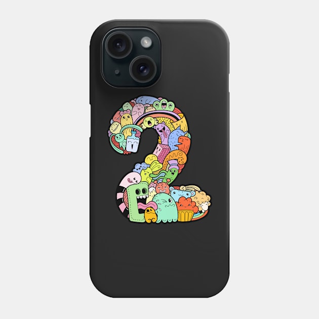 Number 2 two - Funny and Colorful Cute Monster Creatures Phone Case by funwithletters