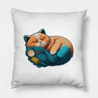 Cute Sleepy Little Kitty Cat Knitten Kitten Pillow