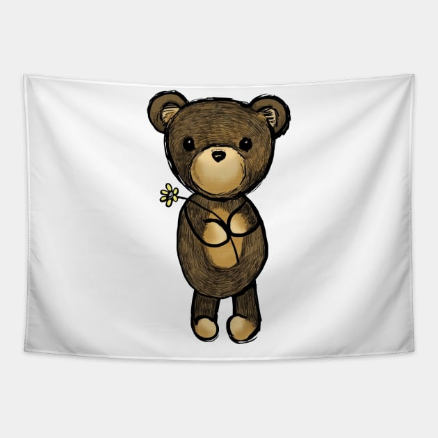 Adorable Teddy Bear Drawing Tapestry by Korry