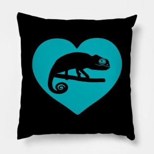 Blue Cute Chameleon Heart for Chameleon Lovers Pillow