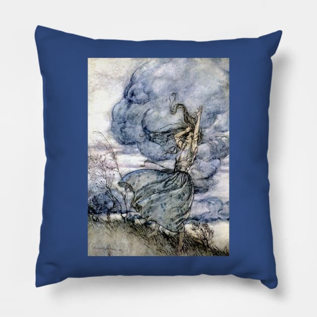 Undine Talks to the Clouds - Arthur Rackham Pillow by forgottenbeauty