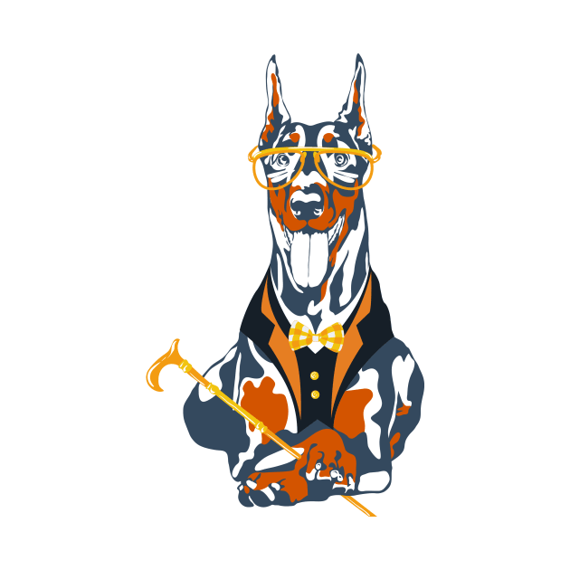 Hipster dog Doberman Pinscher by kavalenkava