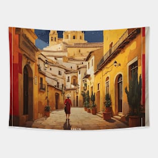 Cordoba Spain Starry Night Travel Tourism Retro Vintage Tapestry