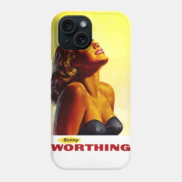 Vintage Travel Poster England Sunny Worthing Phone Case by vintagetreasure