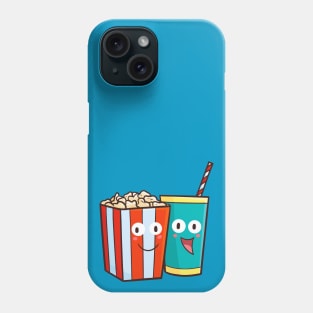 Cute popcorn and drink smiling happily Phone Case