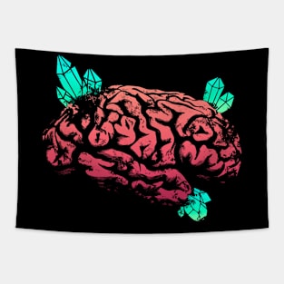 Crystals Brain - Red and Green Tapestry