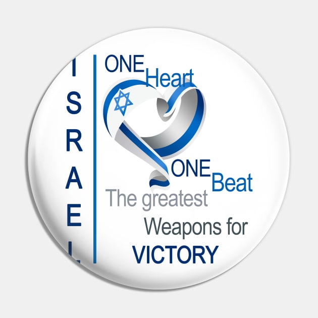 One Heart One Beat - Shirts in solidarity with Israel Pin by Fashioned by You, Created by Me A.zed