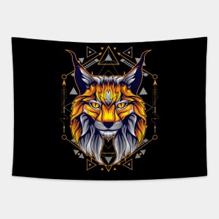 gold cat cartoon Tapestry