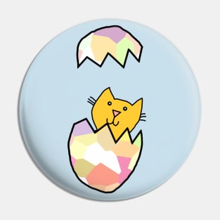 Cute Cat Popping Out of Funny Easter Egg Pin