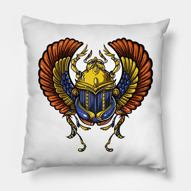 Egyptian Scarab Beetle Symbol Pillow by underheaven