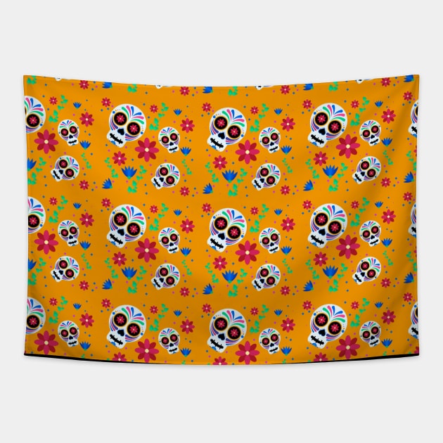 Sugar Skull Pattern Tapestry by aquariart