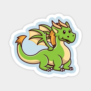 Cute Teenager Green Dragon Cartoon Magnet