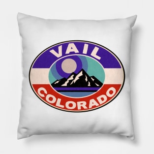 Ski Vail Colorado Skiing Winter Sports Snowboarding Vintage Style Pillow