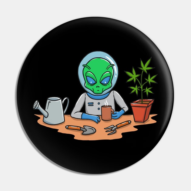 Alien Cannabis Marijuana Weed Pot Gardener Pin by UNDERGROUNDROOTS