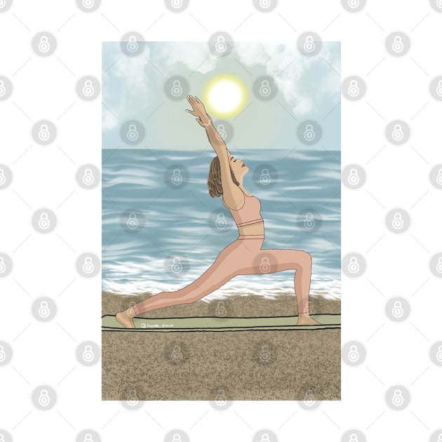 Doing yoga at the beach by hande.draws