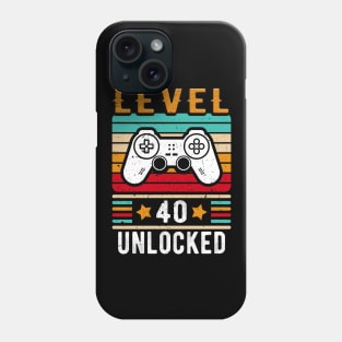 Level 40 Unlocked Birthday Retro Gamer Controller Phone Case