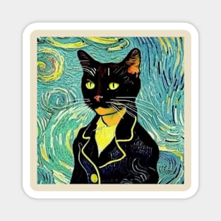 Portrait of a black cat as Vincent van Gogh Magnet