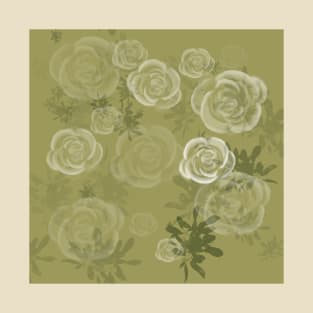 White roses on beige T-Shirt