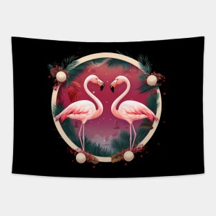 Flamingo Flock Sunset, Xmas,  Love Flamingos Tapestry