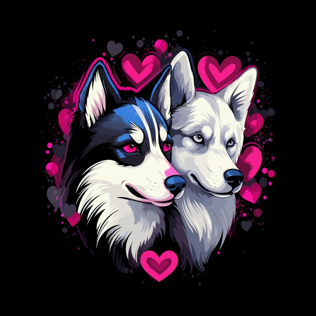 Siberian Husky Couple Valentine by JH Mart