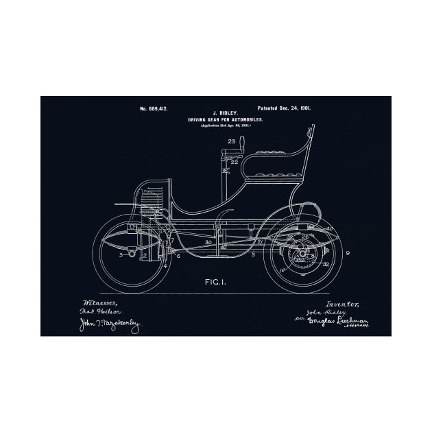 1901, Driving system ,original patent drawing marbled black background by QualitySolution