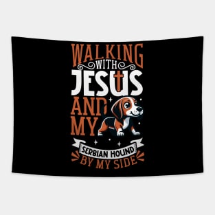 Jesus and dog - Serbian Hound Tapestry