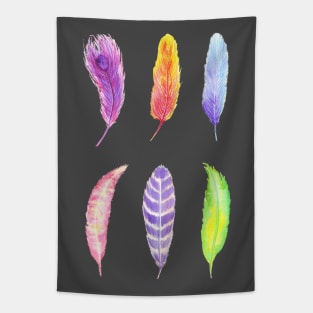 Vibrant watercolor feathers Tapestry