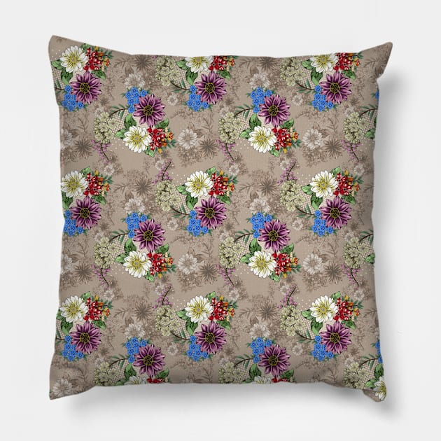 floral and checks background Pillow by bless2015