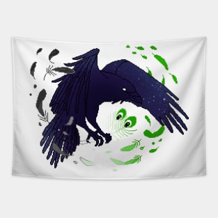 Aromantic Pride Flag Galaxy Raven Tapestry