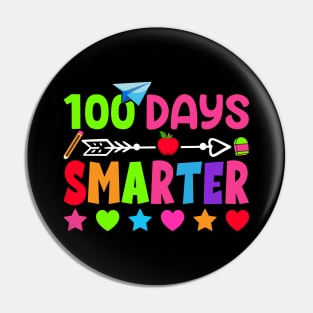100th Day of School Teacher 100 Days Smarter Rainbow Pin