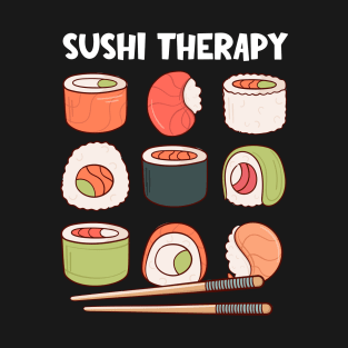 Kawaii Sushi Therapy | Cute Grid of Sushi Rolls T-Shirt