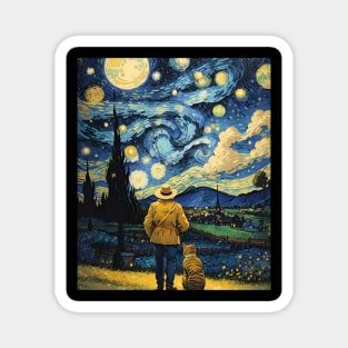 Starry Night Cat, Van Gogh Cat, Cat Lover, Cat Mom, Cat Dad Magnet