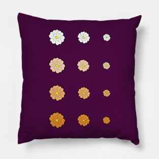 Orange Gradient Hand Drawn Flowers :) Pillow