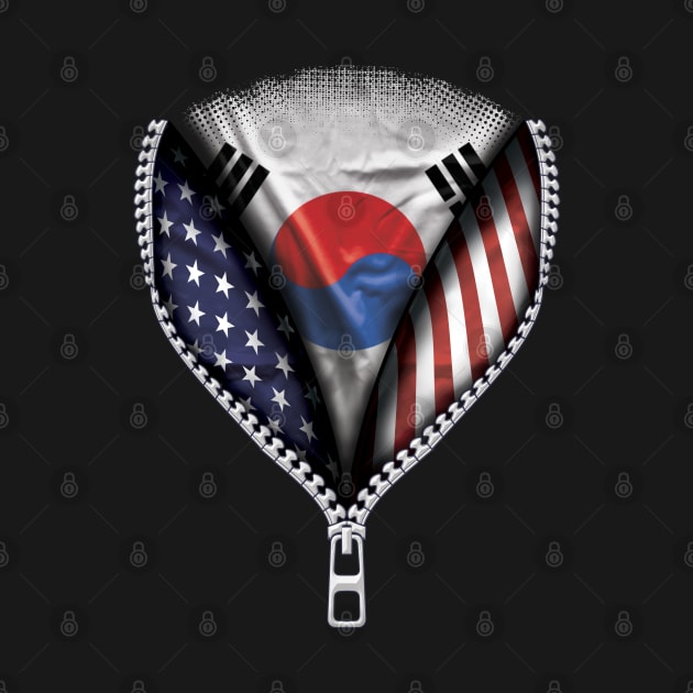 South Korean Flag  South Korea Flag American Flag Zip Down - Gift for South Korean From South Korea by Country Flags