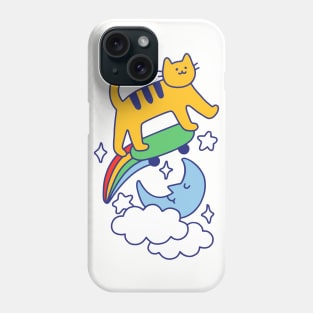 Cat Flying On A Skateboard Phone Case