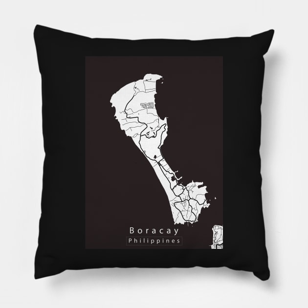 Boracay Philippines Island Map Pillow by Robin-Niemczyk