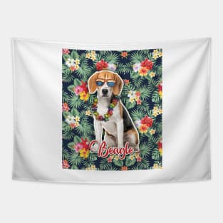 Beagle Summer Funky Hawaiian, Hawaii Style, Dog Personalized Hawaiian Tapestry