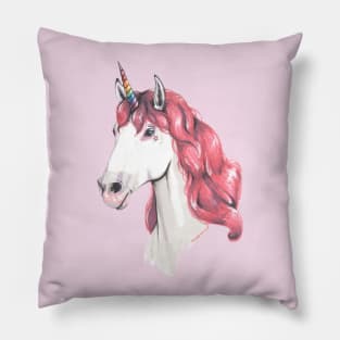 Pink hair unicorn Pillow