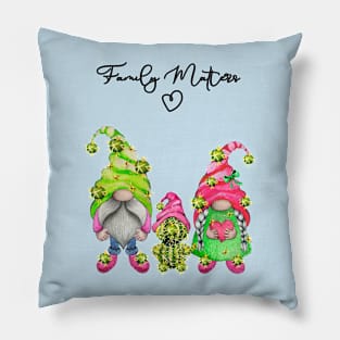 Family Matters Cactus Gnome Family Watercolor Art Pillow