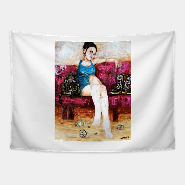 Smoking on the couch Tapestry by amoxes