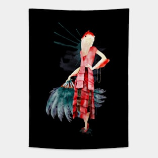 Flapper Reverse Mermaid Messy Raindrop Watercolor Painting Tapestry