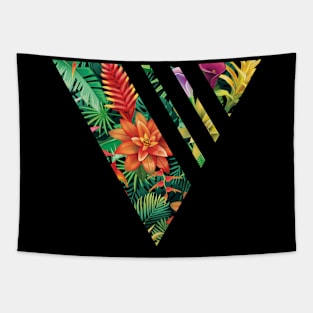 Tropical Geometric triangle with stripes, Floral Tapestry