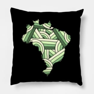 Brazil Map Art Pillow