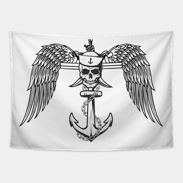 boat captain anchor Tapestry by Aekasit weawdee