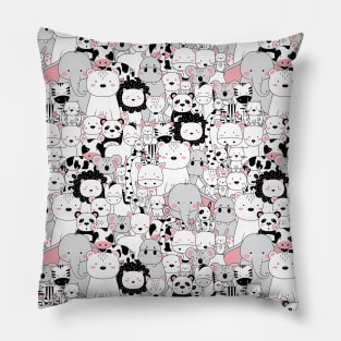 Animal Doodle Pattern Pillow